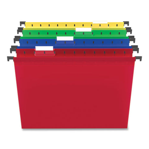 Plastic Hanging File Folders, Letter Size, 1/5-cut Tabs, Assorted Colors, 20/box