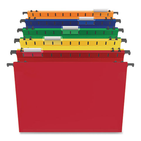 Plastic Hanging File Pockets, 1 Section, Letter Size, 1/5-cut Tabs, Assorted Colors, 5/pack