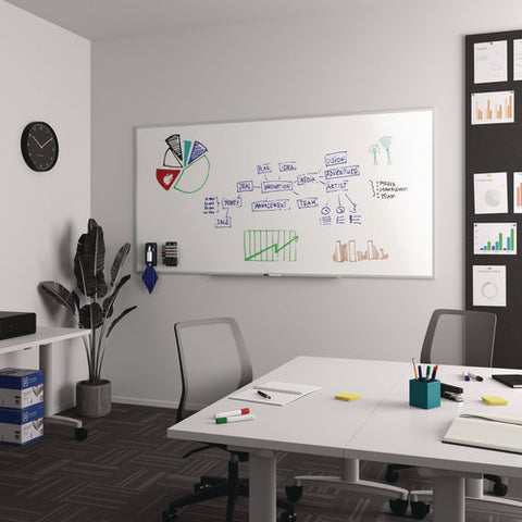 Melamine Dry Erase Board, 96" X 48", White Surface, Gray/natural Aluminum Frame