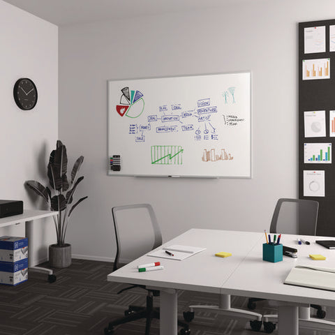 Melamine Dry Erase Board, 72" X 48", White Surface, Gray/natural Aluminum Frame