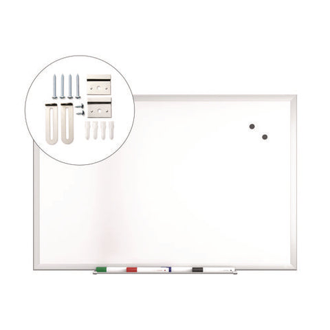 Magnetic Steel Dry Erase Board, 24" X 36", White Surface, Gray/natural Aluminum Frame