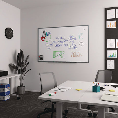 Magnetic Steel Dry Erase Board, 48" X 72", White Surface, Gray/natural Aluminum Frame