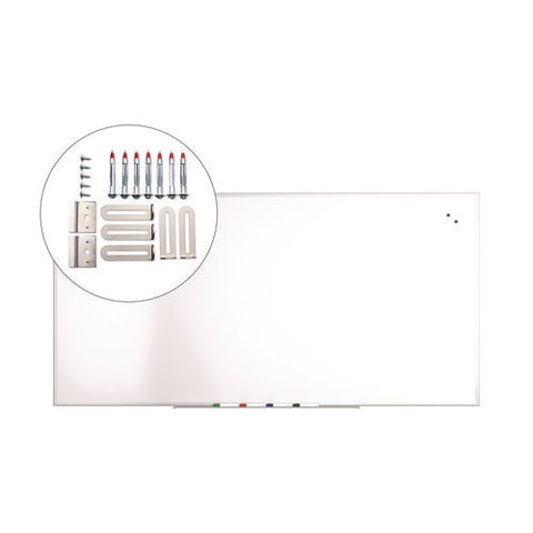 Magnetic Steel Dry Erase Board, 48" X 96", White Surface, White Aluminum Frame