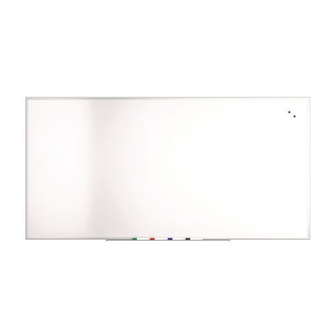 Magnetic Steel Dry Erase Board, 48" X 96", White Surface, White Aluminum Frame