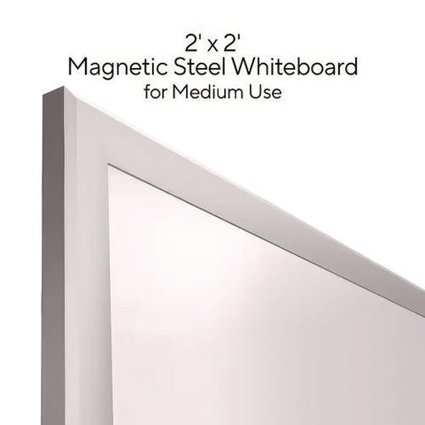 Magnetic Steel Dry Erase Board, 24" X 24", White Surface, Gray/natural Aluminum Frame