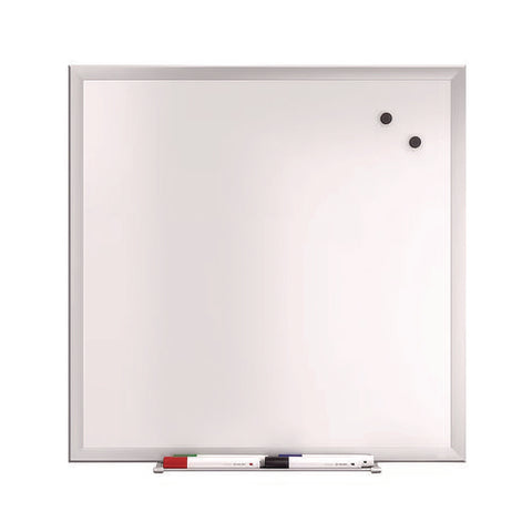 Magnetic Steel Dry Erase Board, 24" X 24", White Surface, Gray/natural Aluminum Frame