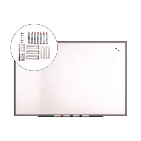 Magnetic Porcelain Dry Erase Board, 72" X 48", White Surface, Gray/natural Aluminum Frame