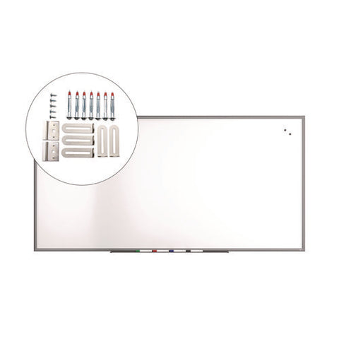 Magnetic Porcelain Dry Erase Board, 96" X 48", White Surface, Gray/natural Aluminum Frame