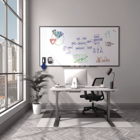 Magnetic Porcelain Dry Erase Board, 96" X 48", White Surface, Gray/natural Aluminum Frame