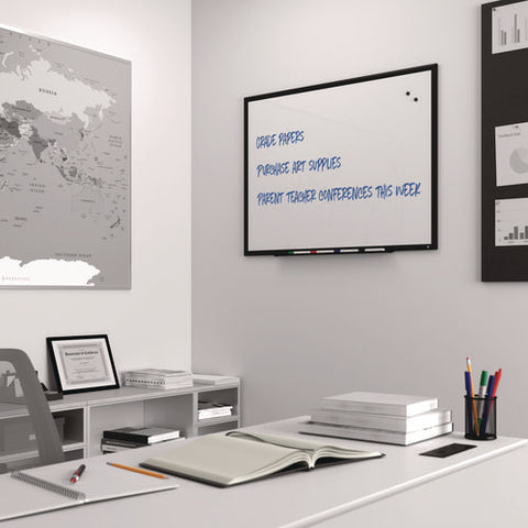 Magnetic Porcelain Dry Erase Board, 48" X 36", White Surface, Black Aluminum Frame