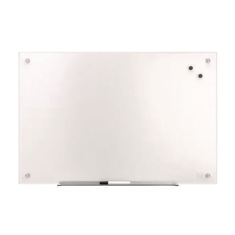 Magnetic Tempered Glass Dry Erase Board, 36" X 24", White Surface