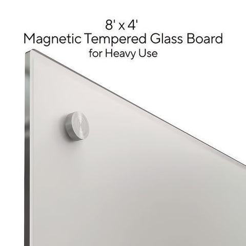 Magnetic Tempered Glass Dry Erase Board, 96" X 48", White Surface