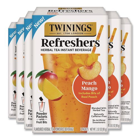 Refreshers Herbal Tea Instant Beverage, Peach Mango, 5 Packets/box, 6 Boxes/carton