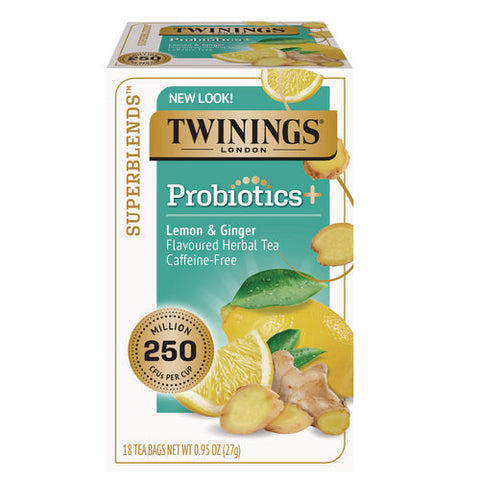 Probiotics Lemon And Ginger Herbal Tea Bags, 0.05 Oz, 18/box