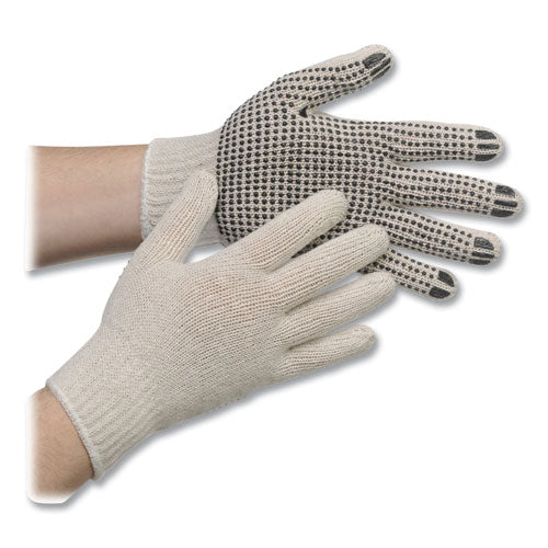 Pro Pvc-dotted String-knit Gloves, Medium, White/black, Dozen