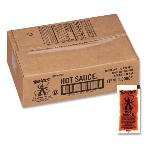 Hot Sauce Packets, Original, 0.25 Oz Packet, 200/carton
