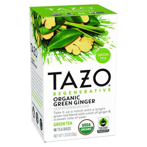 Tea Bags, Organic Green Ginger, 16/box, 6 Boxes/carton