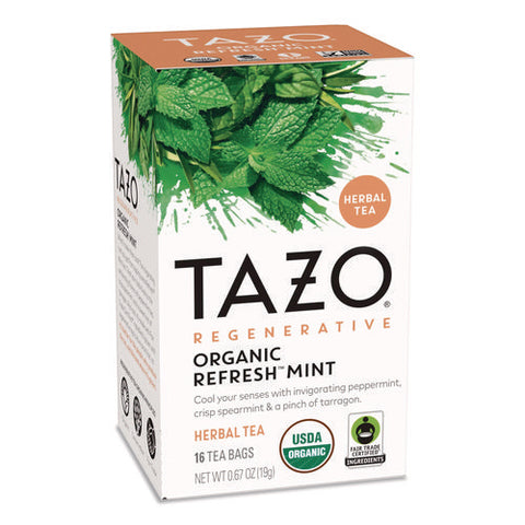 Tea Bags, Organic Refresh Mint, 16/box