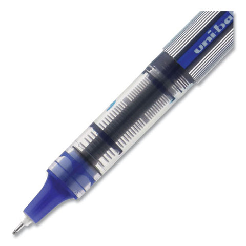 Vision Needle Roller Ball Pen, Stick, Fine 0.7 Mm, Blue Ink, Gray/clear/blue Barrel, Dozen