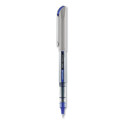 Vision Needle Roller Ball Pen, Stick, Fine 0.7 Mm, Blue Ink, Gray/clear/blue Barrel, Dozen