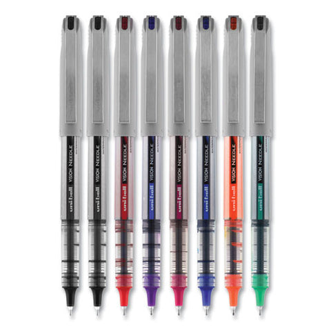 Vision Needle Roller Ball Pen, Stick, Fine 0.7 Mm, Assorted Ink And Barrel Colors, 8/pack