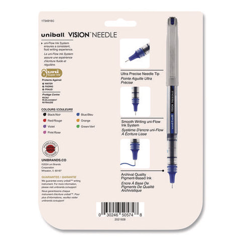 Vision Needle Rollerball Pen, Stick, Fine 0.7 Mm, Assorted Ink And Barrel Colors, 8/pack