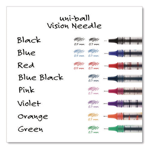 Vision Needle Rollerball Pen, Stick, Fine 0.7 Mm, Assorted Ink And Barrel Colors, 8/pack