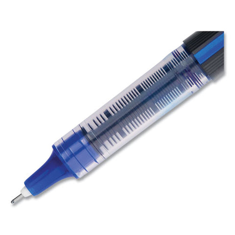 Vision Roller Ball Pen, Stick, Extra-fine 0.5 Mm, Blue Ink, Black/blue/clear Barrel, 12/pack