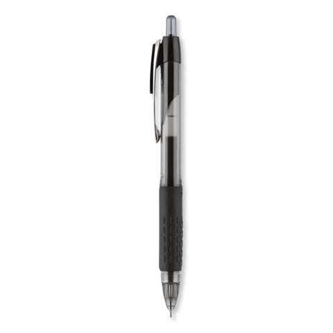 Signo 207 Needle Point Gel Pen, Retractable, Medium 0.7 Mm, Black Ink, Clear/black Barrel, Dozen