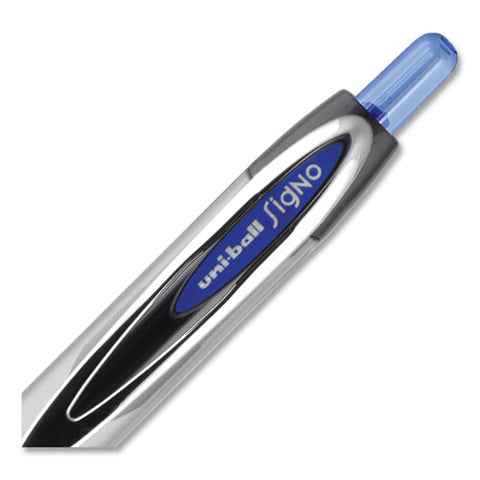 Signo 207 Needle Point Gel Pen, Retractable, Medium 0.7 Mm, Blue Ink, Clear/black/blue Barrel, Dozen