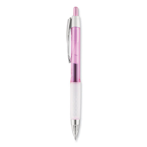 Signo 207 Gel Pen, Breast Cancer, Retractable, Medium 0.7 Mm, Black Ink, Translucent Pink/translucent White Barrel, 2/pack