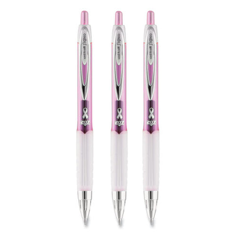 Signo 207 City Of Hope Edition Gel Pen, Breast Cancer, Retract, Med 0.7mm, Black Ink, Translucent Pink/white Barrel, Dz