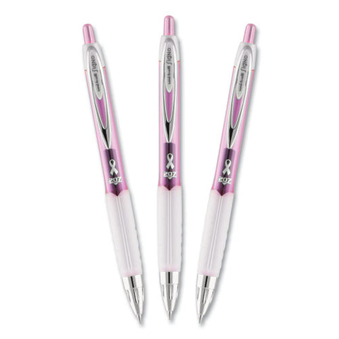 Signo 207 City Of Hope Edition Gel Pen, Breast Cancer, Retract, Med 0.7mm, Black Ink, Translucent Pink/white Barrel, Dz