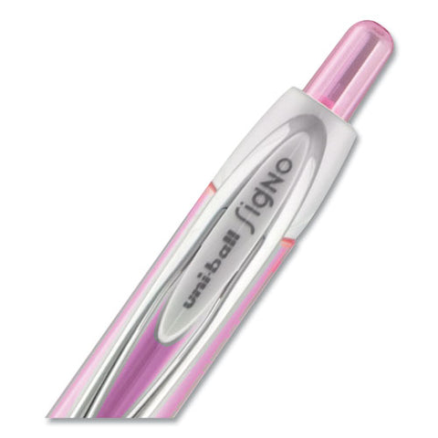 Signo 207 City Of Hope Edition Gel Pen, Breast Cancer, Retract, Med 0.7mm, Black Ink, Translucent Pink/white Barrel, Dz