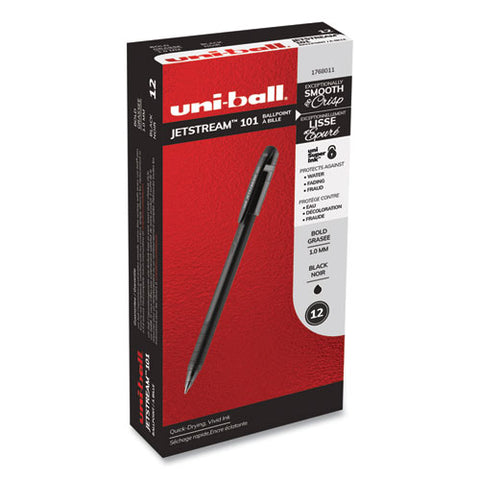 Jetstream 101 Hybrid Gel Pen, Stick, Bold 1 Mm, Black Ink, Black Barrel, Dozen