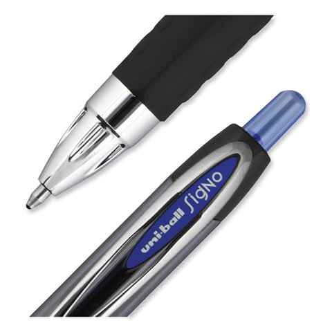 Signo 207 Gel Pen, Retractable, Bold 1 Mm, Blue Ink, Smoke/black/blue Barrel, Dozen