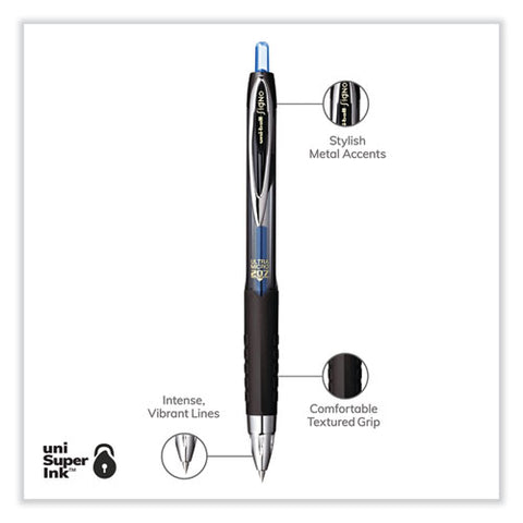 207 Signo Gel Ultra Micro Gel Pen, Retractable, Extra-fine 0.38 Mm, Blue Ink, Clear/black Barrel