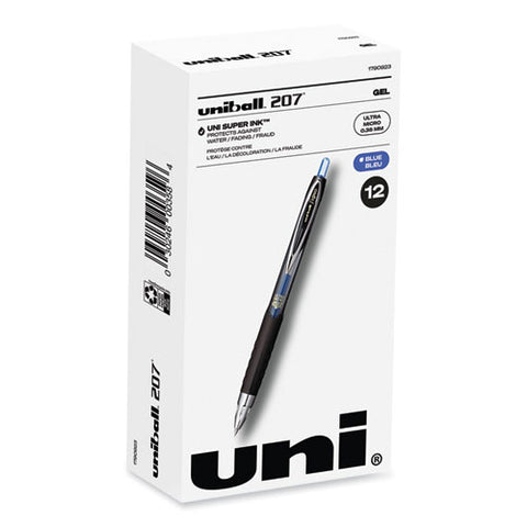 207 Signo Gel Ultra Micro Gel Pen, Retractable, Extra-fine 0.38 Mm, Blue Ink, Clear/black Barrel