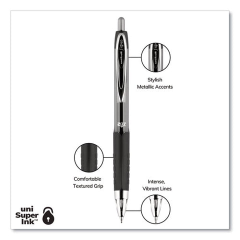 Signo 207 Gel Pen Value Pack, Retractable, Medium 0.7 Mm, Black Ink, Smoke/black Barrel, 36/box