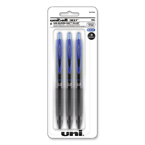 307 Gel Pen, Retractable, Medium 0.7 Mm, Blue Ink, Blue Barrel, 3/pack