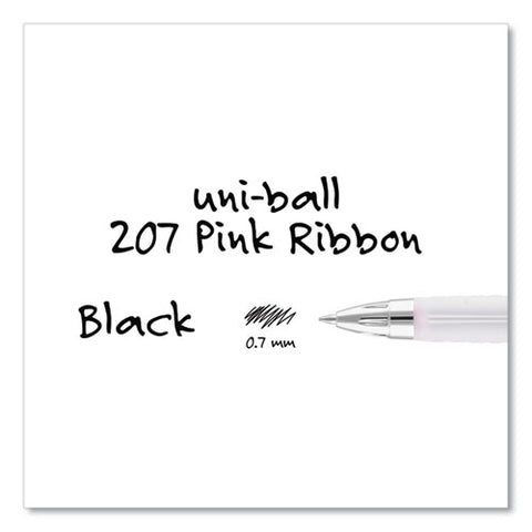 207 Office Pack Gel Pen, Breast Cancer Awareness, Retractable, Medium 0.7 Mm, Black Ink, Pink/translucent White Barrel, 36/pk