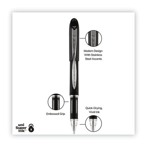 Jetstream Stick Hybrid Gel Pen, Bold 1 Mm, Black Ink, Black/silver Barrel