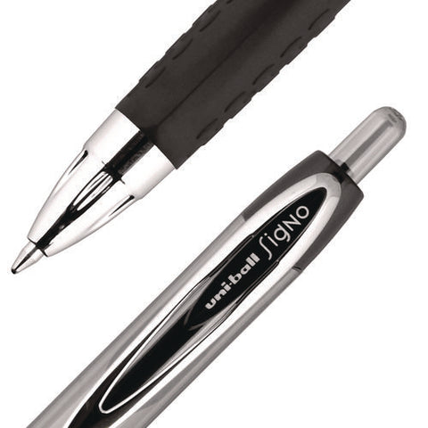 Signo 207 Gel Pen, Retractable, Medium 0.7 Mm, Black Ink, Smoke/black Barrel, Dozen