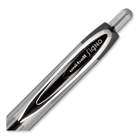 Signo 207 Gel Pen, Retractable, Medium 0.7 Mm, Black Ink, Smoke/black Barrel, 4/pack