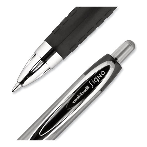 Signo 207 Gel Pen, Retractable, Medium 0.7 Mm, Black Ink, Smoke/black Barrel, 4/pack