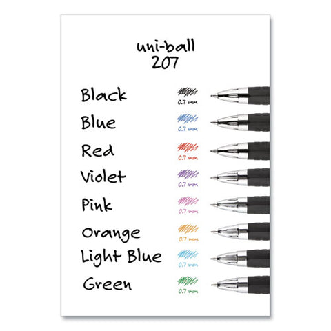 Signo 207 Gel Pen, Retractable, Medium 0.7 Mm, Assorted Ink And Barrel Colors, 8/pack