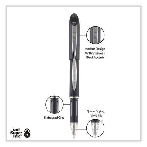 Jetstream Hybrid Gel Pen, Stick, Fine 0.7 Mm, Black Ink, Black/silver Barrel