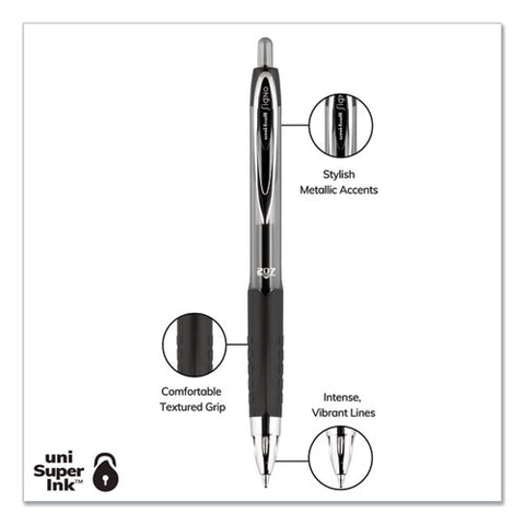 Signo 207 Gel Pen, Retractable, Medium 0.7 Mm, Blue Ink, Smoke/black/blue Barrel, 4/pack