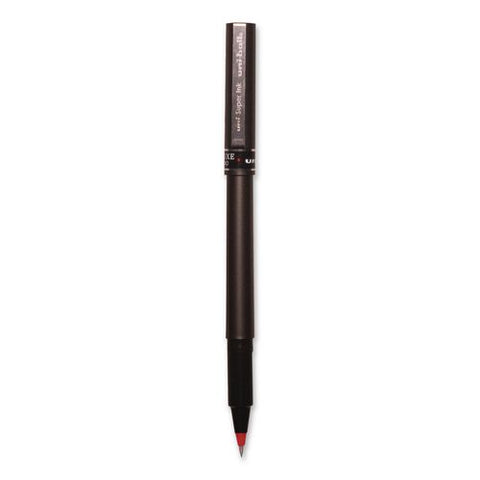 Deluxe Rollerball Pen, Stick, Micro 0.5 Mm, Red Ink, Metallic Gray/black/red Barrel