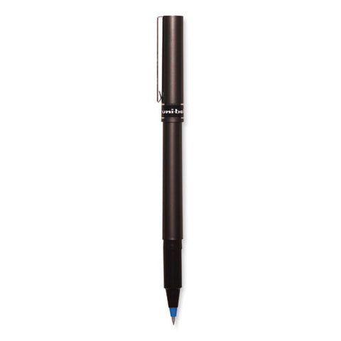 Deluxe Roller Ball Pen, Stick, Extra-fine 0.5 Mm, Blue Ink, Metallic Gray/black/blue Barrel, Dozen